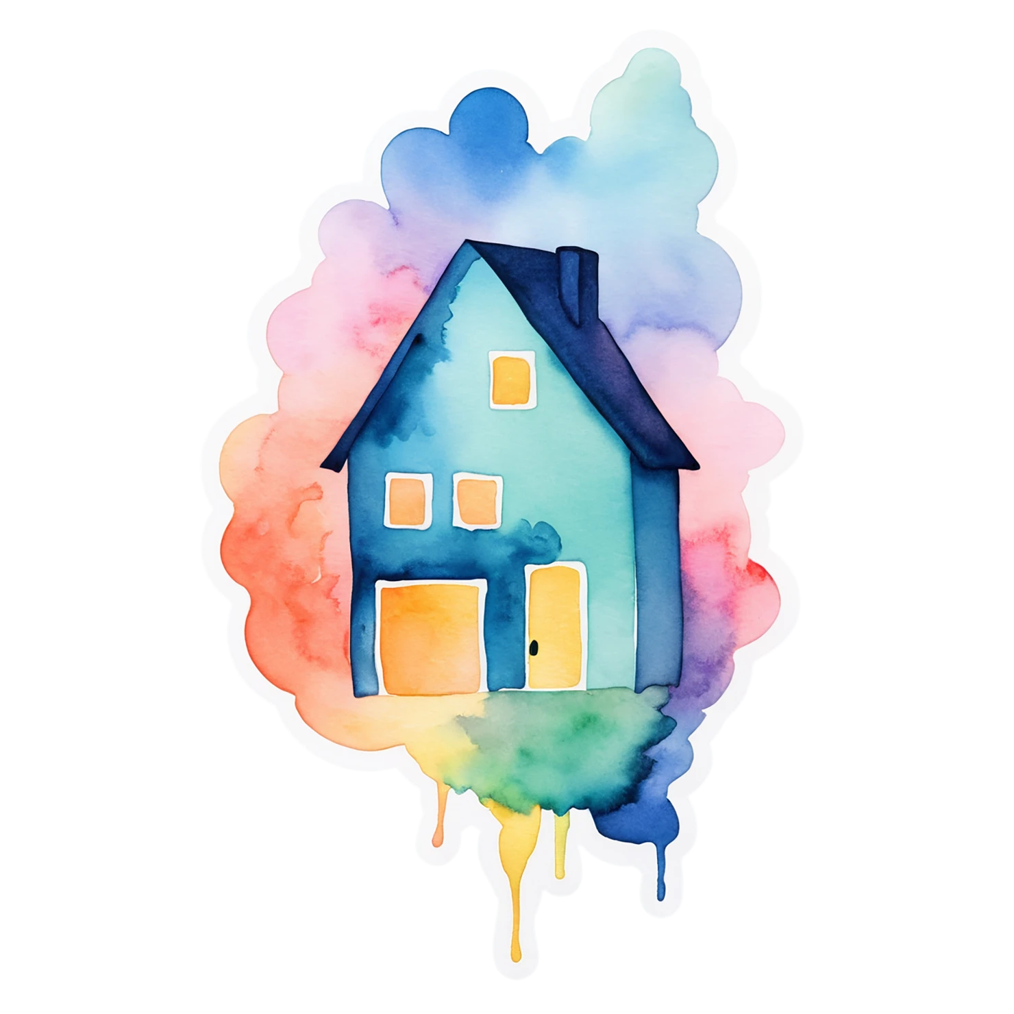 House watercolor sticker isolated on transparent background #19284