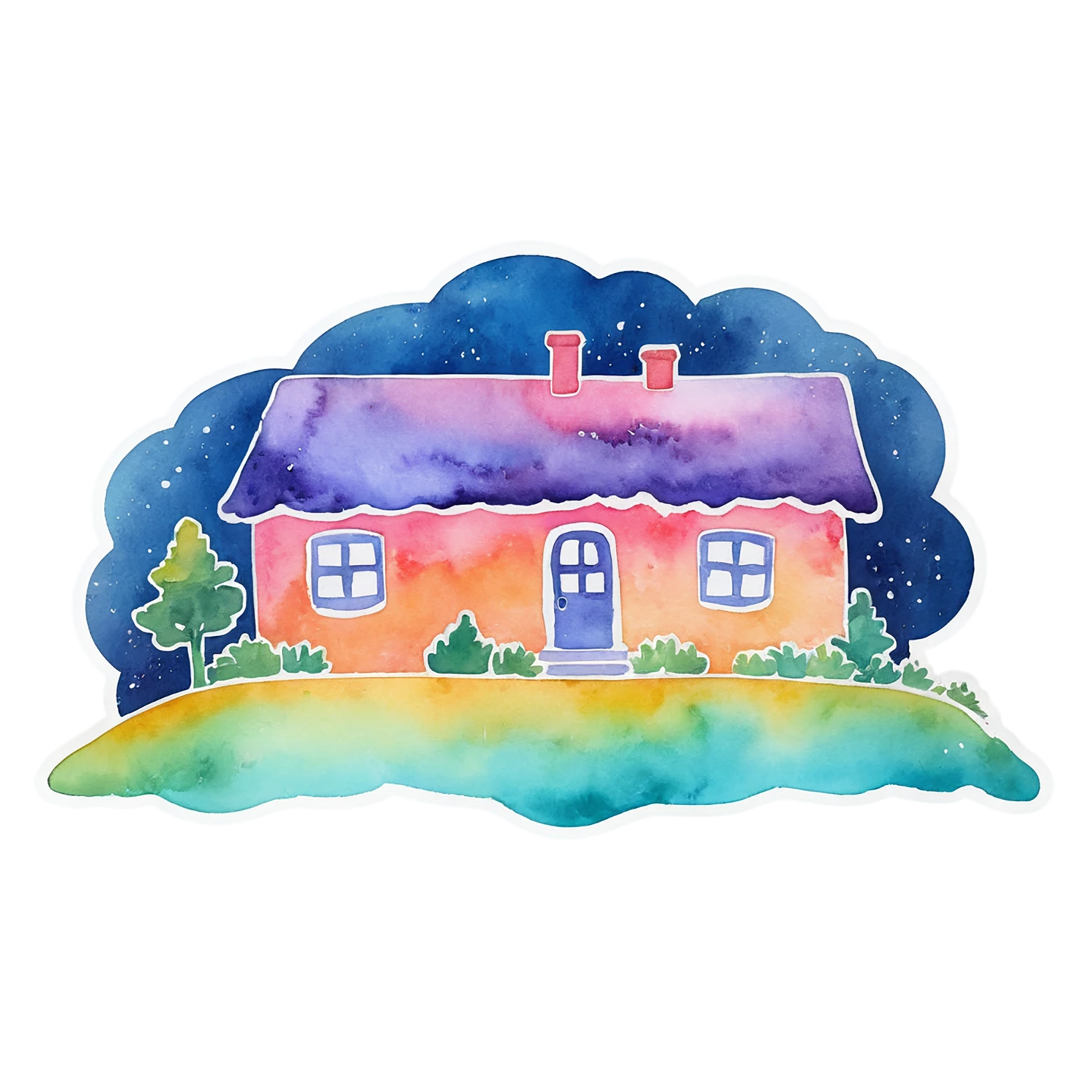 House watercolor sticker isolated on transparent background #19288
