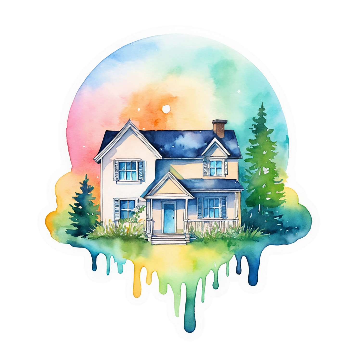 House watercolor sticker isolated on transparent background #19289