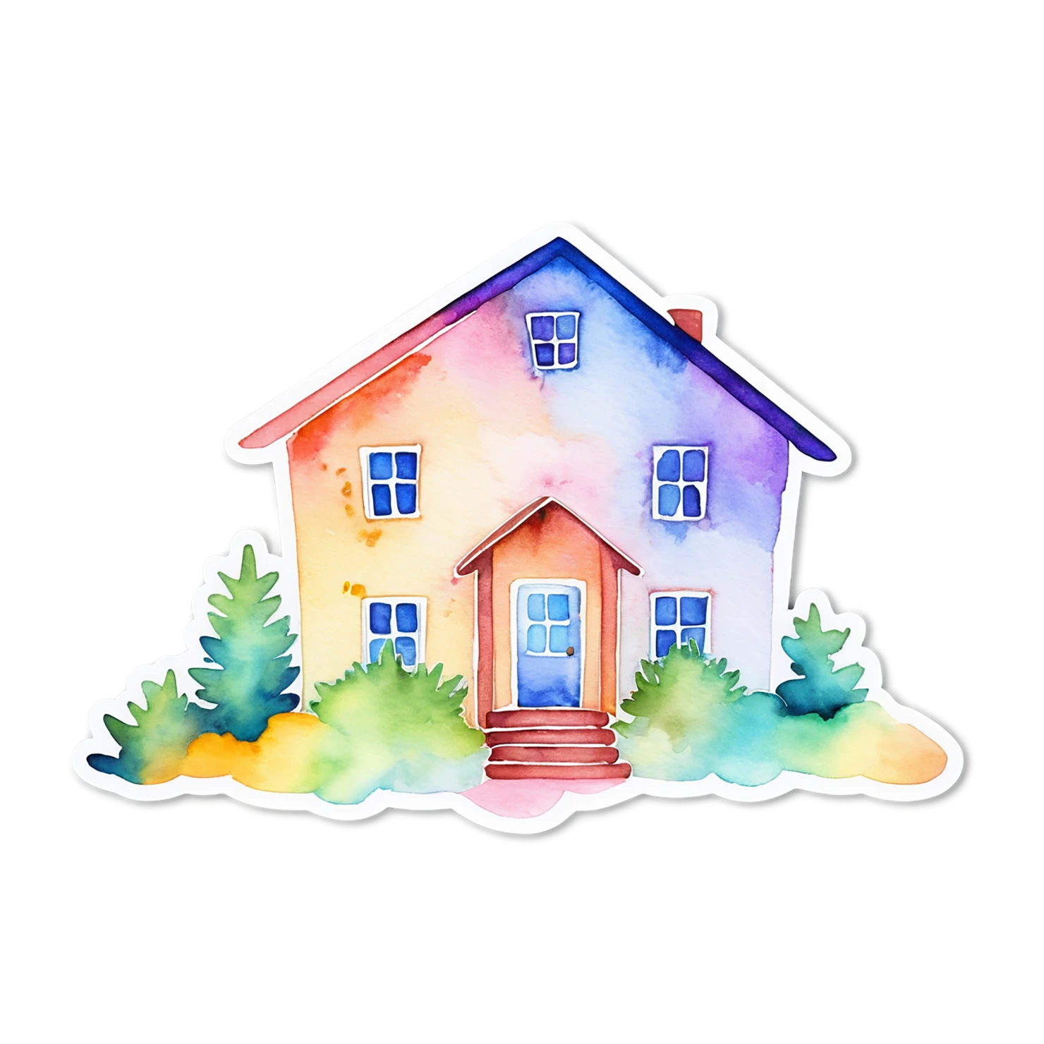 House watercolor sticker isolated on transparent background #19291