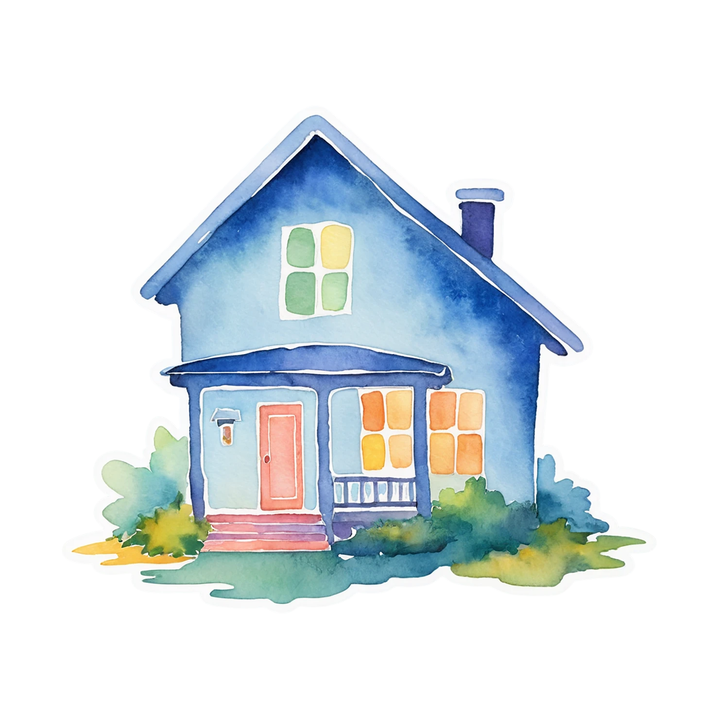 House watercolor sticker isolated on transparent background #19294