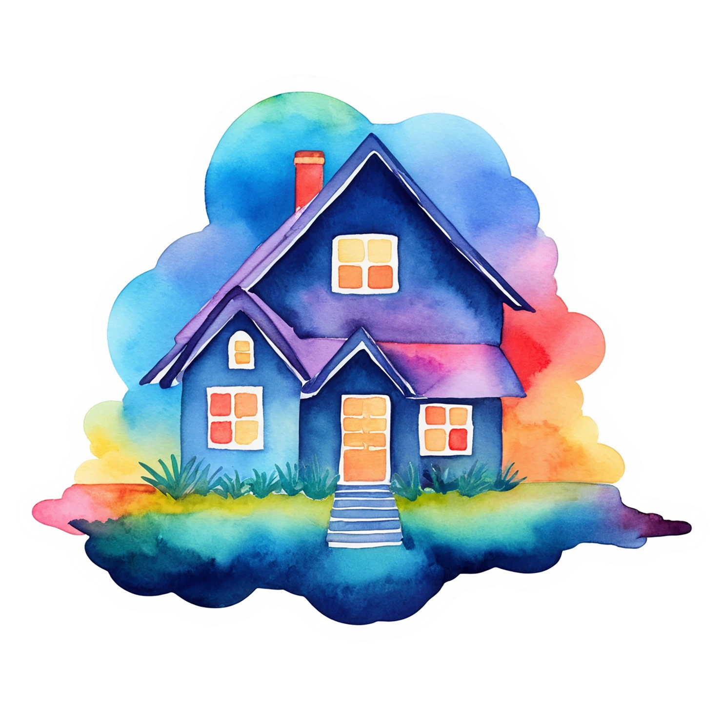 House watercolor sticker isolated on transparent background #19295
