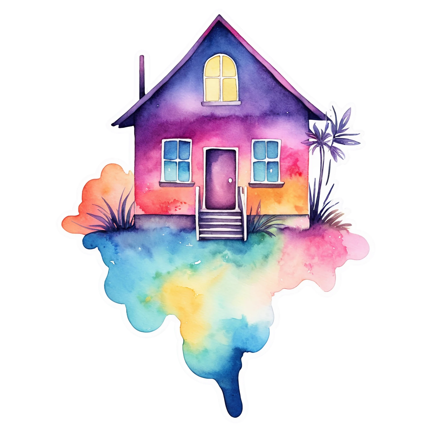 House watercolor sticker isolated on transparent background #19298