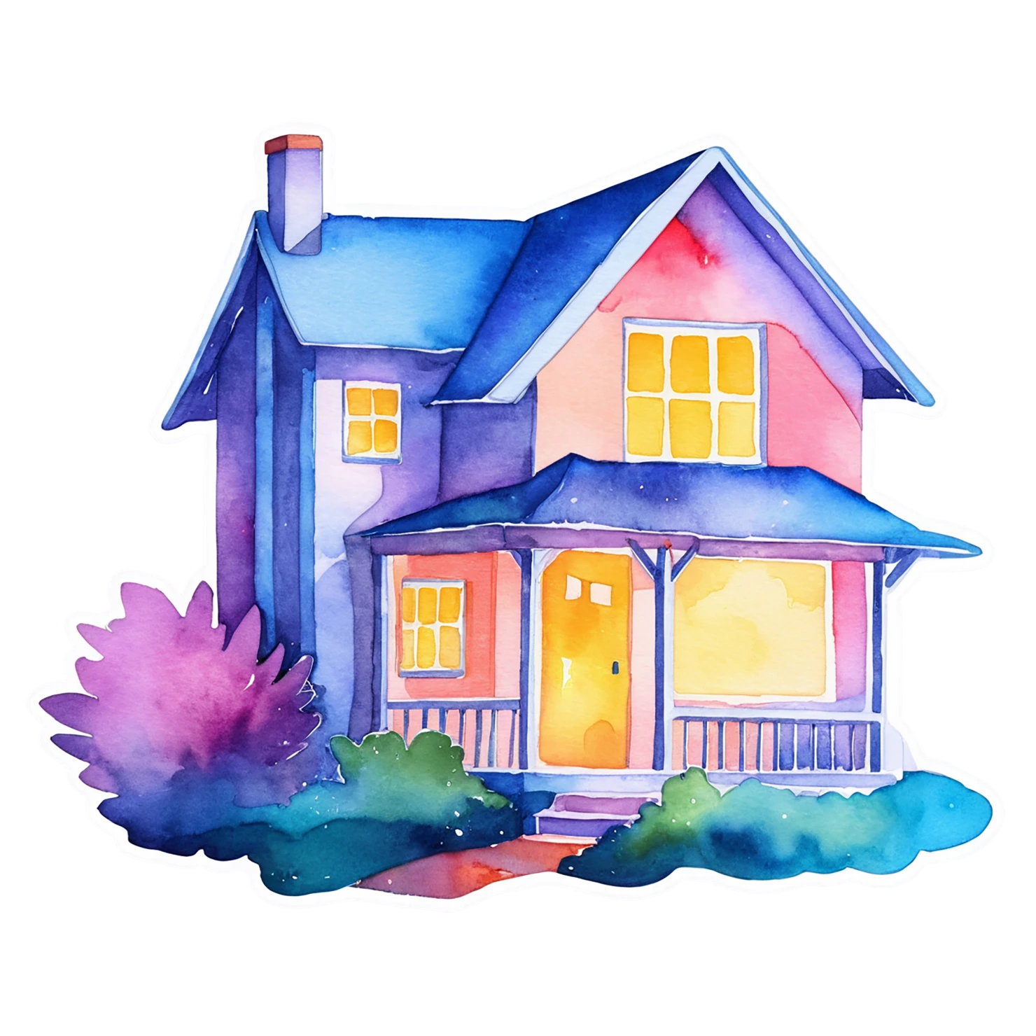 House watercolor sticker isolated on transparent background #19302