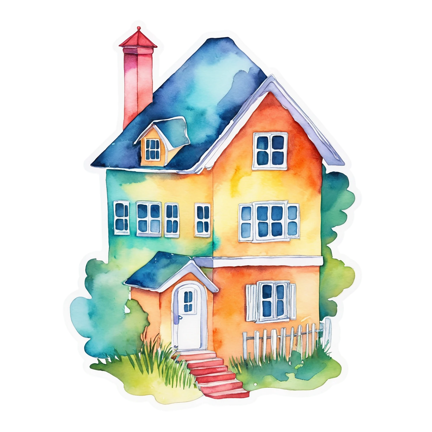 House watercolor sticker isolated on transparent background #19309