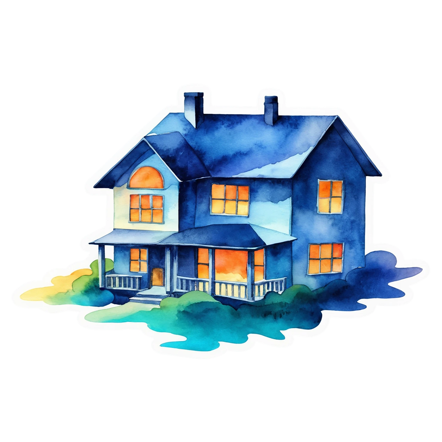 House watercolor sticker isolated on transparent background #19313