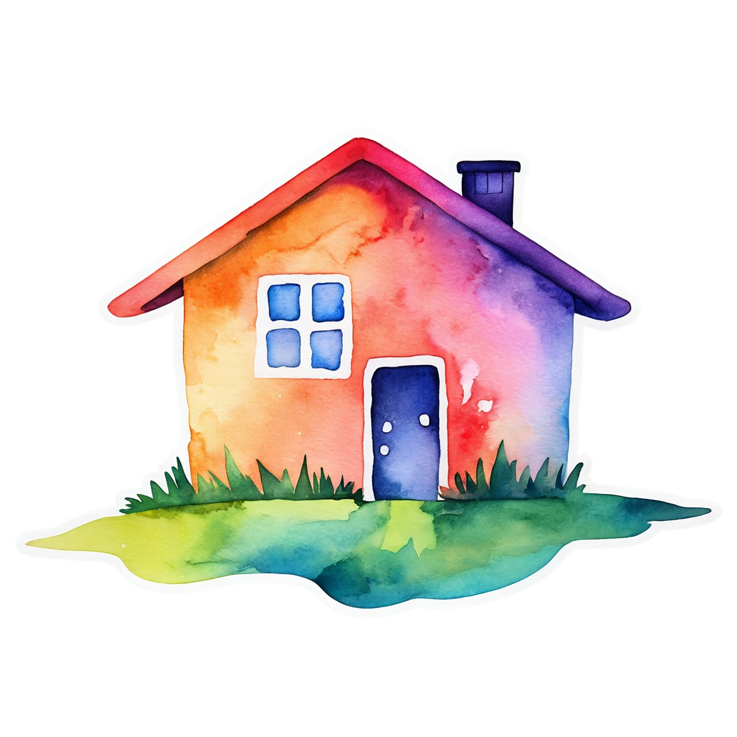 House watercolor sticker isolated on transparent background #19316