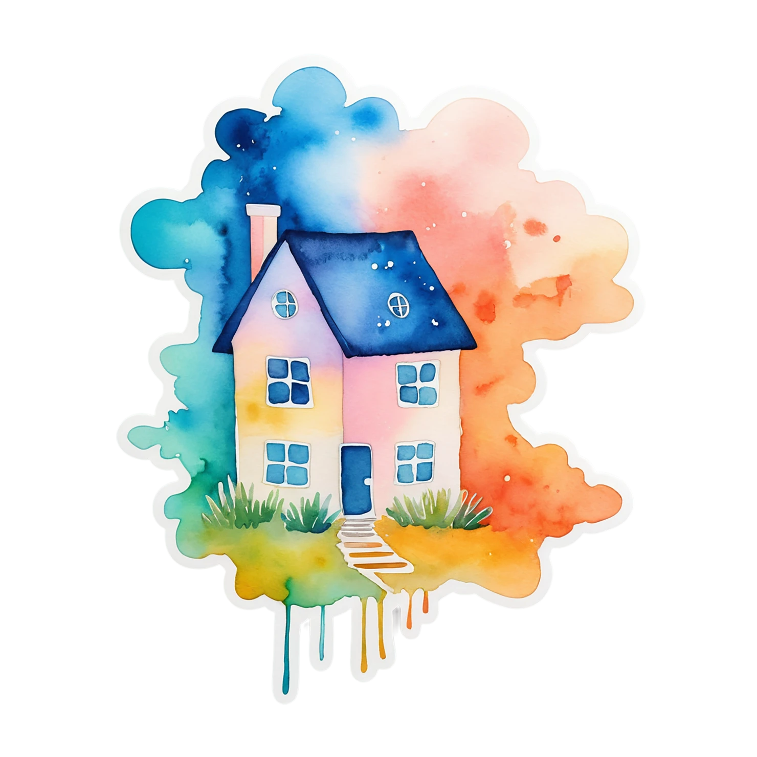 House watercolor sticker isolated on transparent background #19317