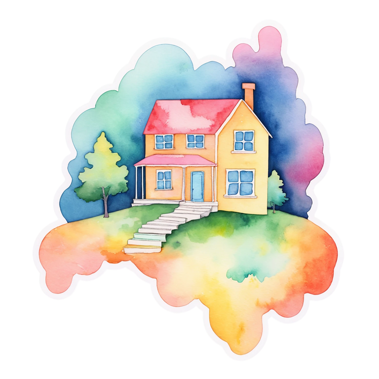 House watercolor sticker isolated on transparent background #19318