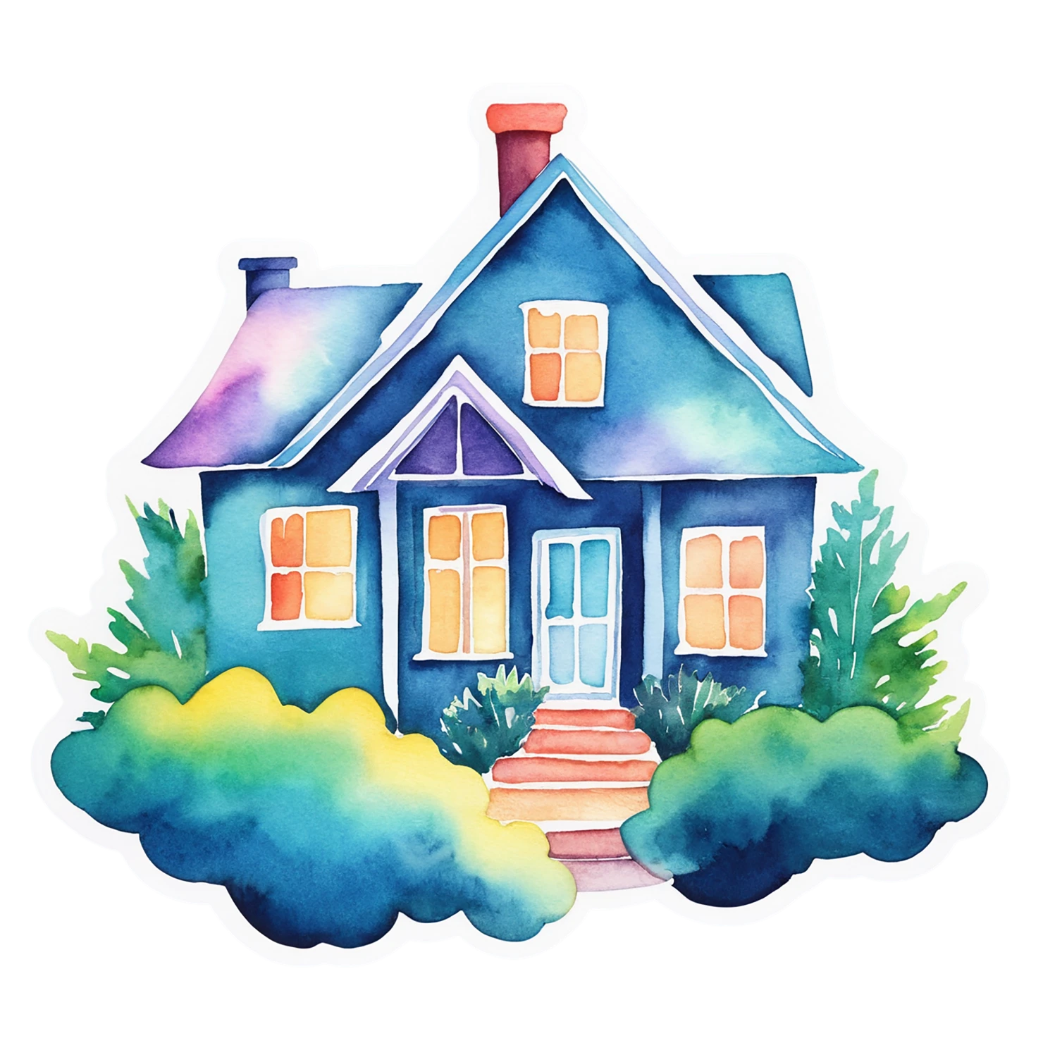 House watercolor sticker isolated on transparent background #19319