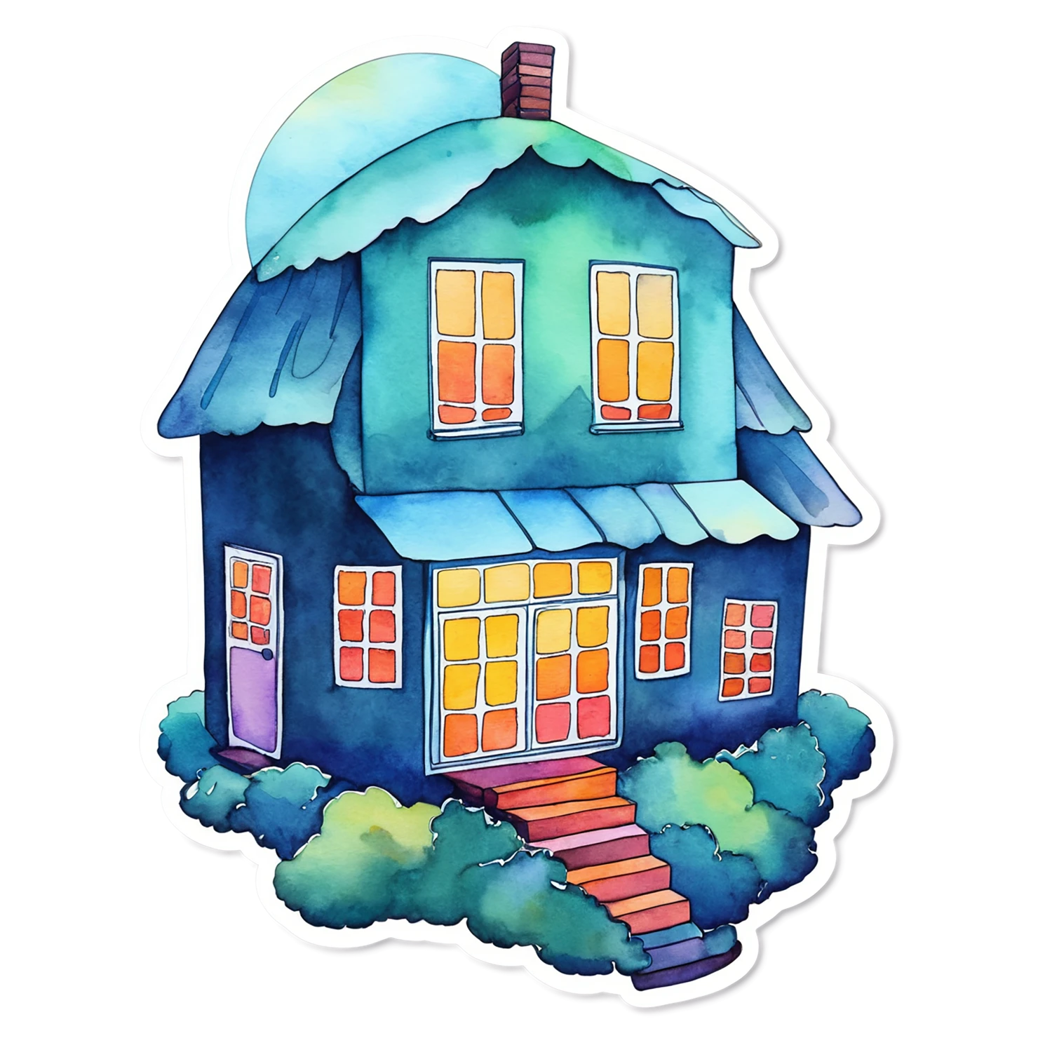 House watercolor sticker isolated on transparent background #19320