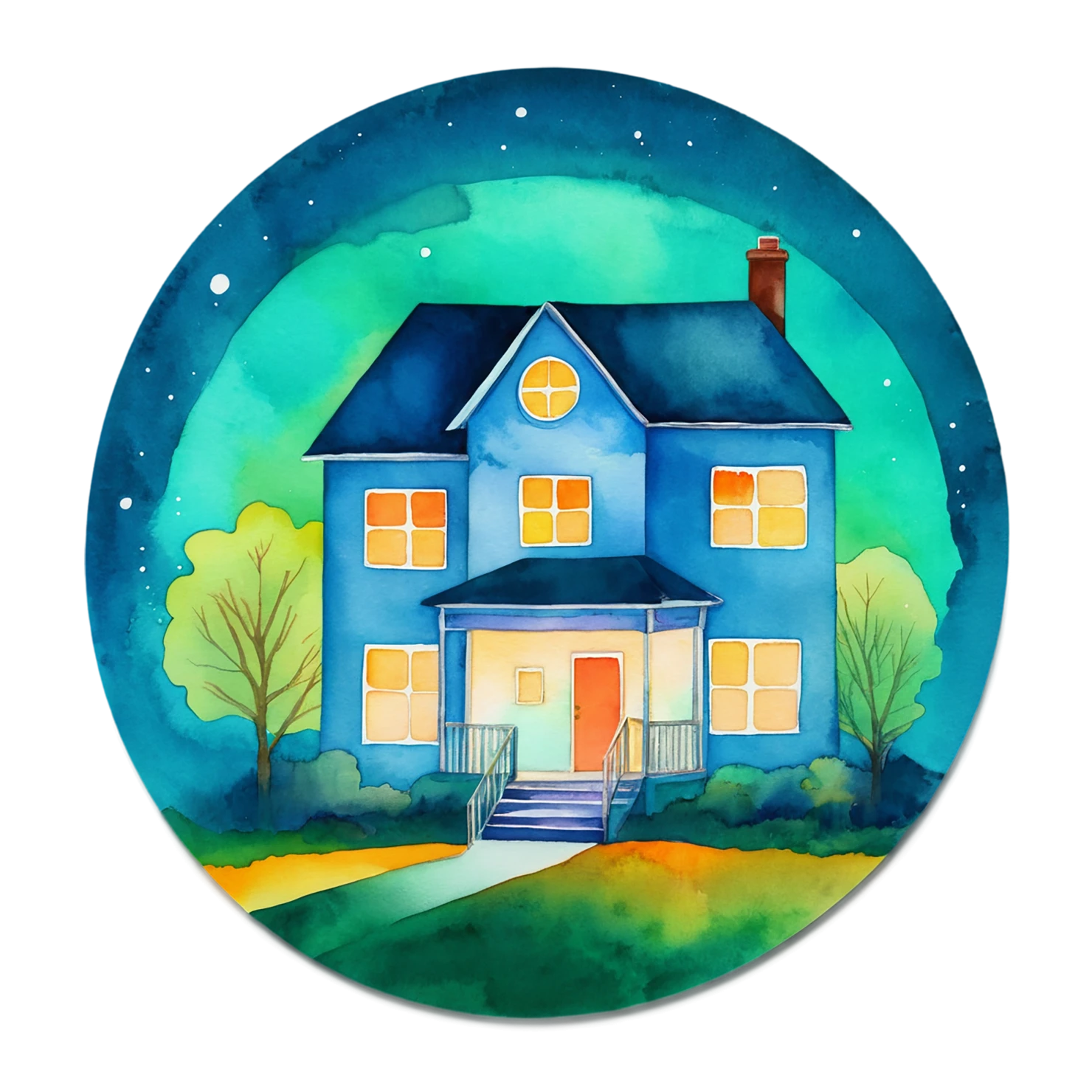 House watercolor sticker isolated on transparent background #19321