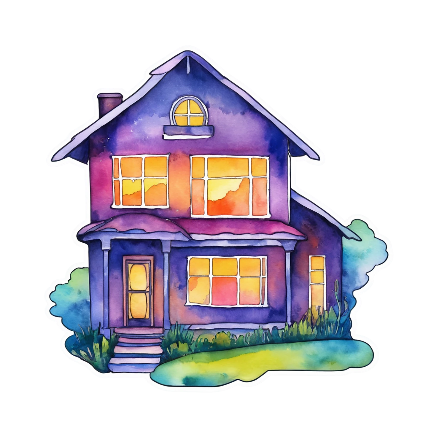 House watercolor sticker isolated on transparent background #19324