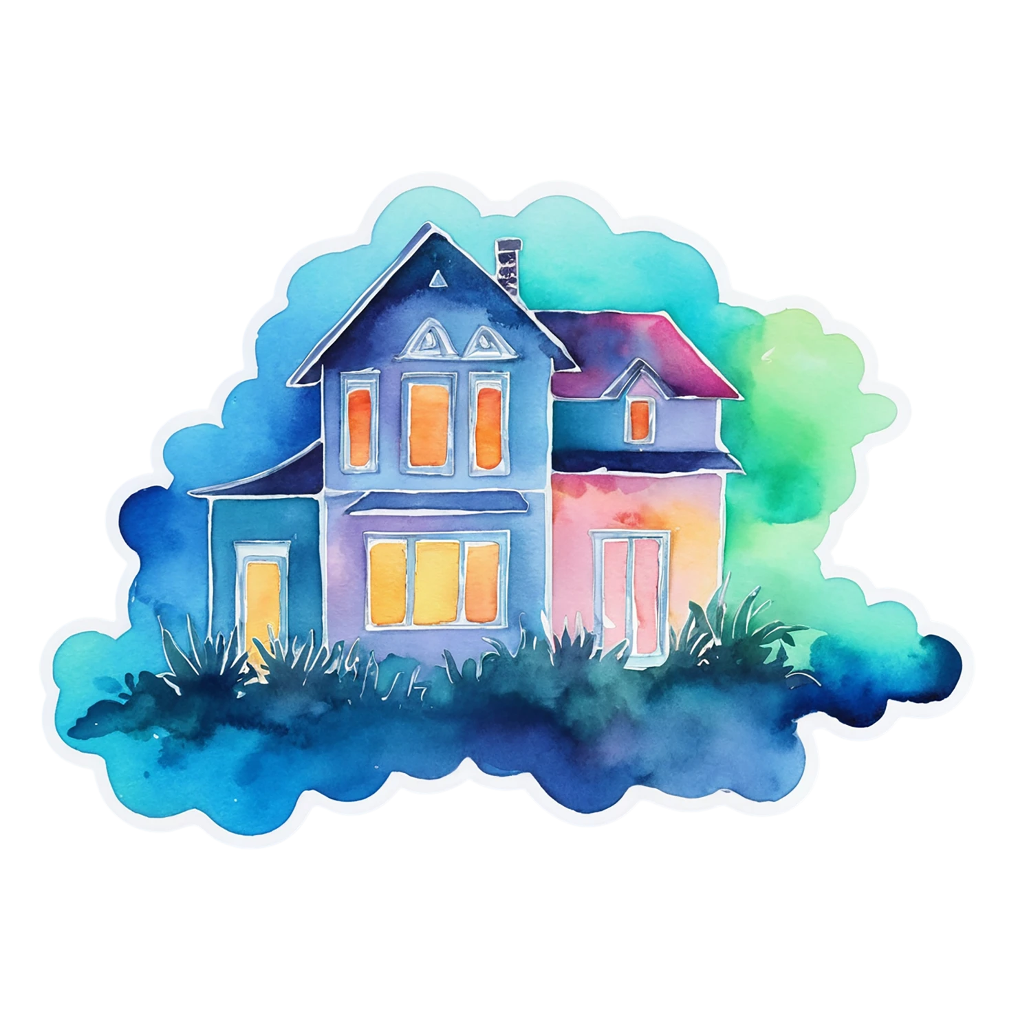 House watercolor sticker isolated on transparent background #19325