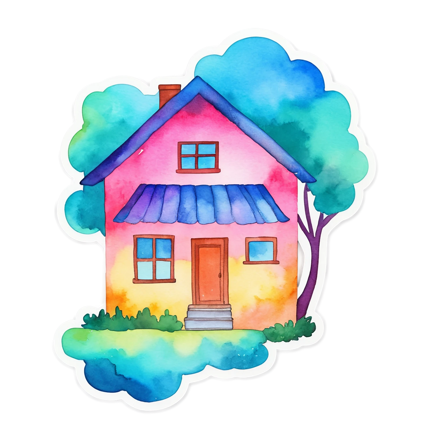 House watercolor sticker isolated on transparent background #19327