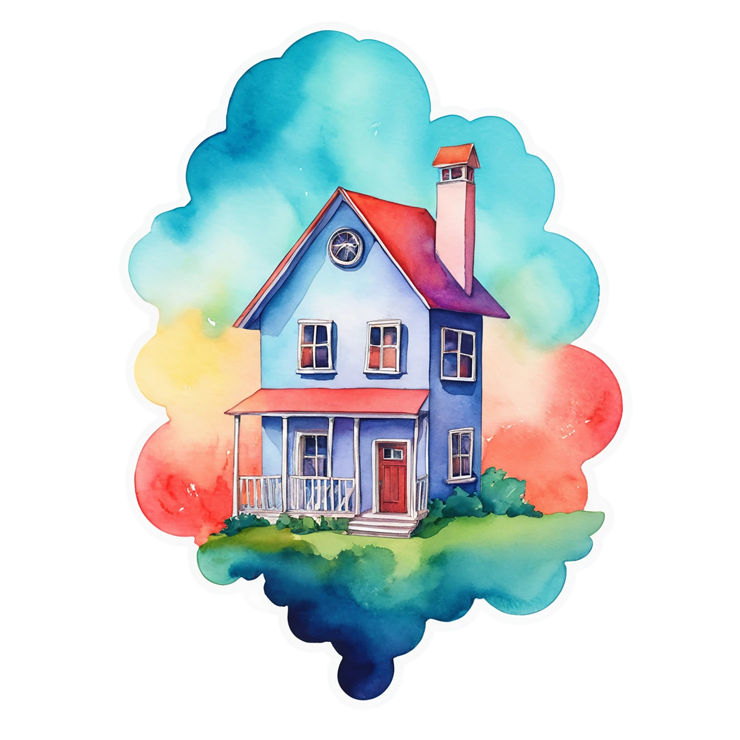 House watercolor sticker isolated on transparent background #19328