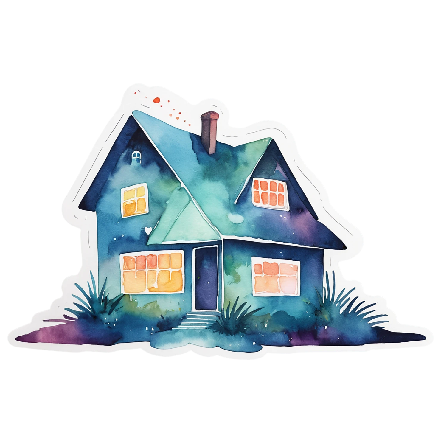House watercolor sticker isolated on transparent background #19329
