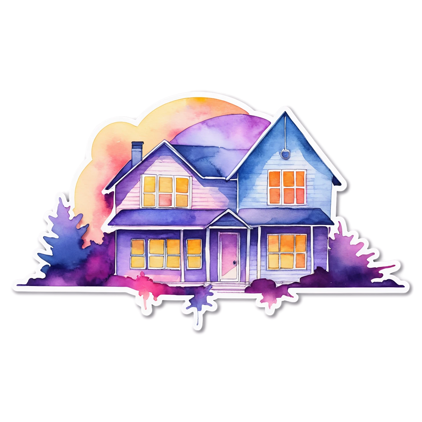 House watercolor sticker isolated on transparent background #19330