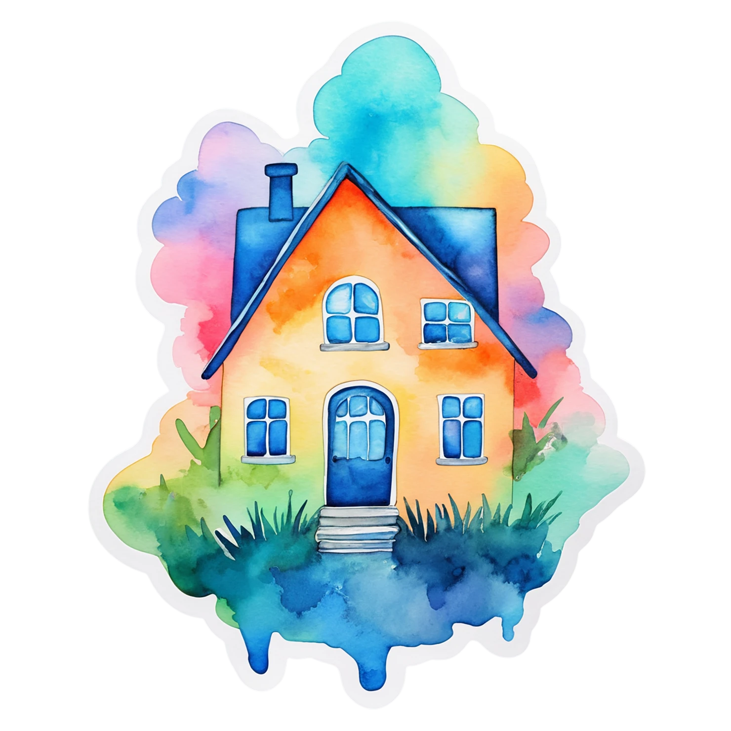 House watercolor sticker isolated on transparent background #19331