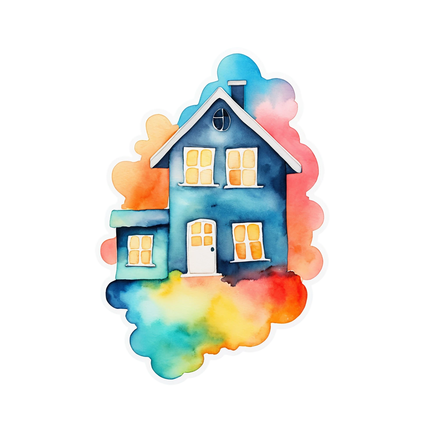 House watercolor sticker isolated on transparent background #19332