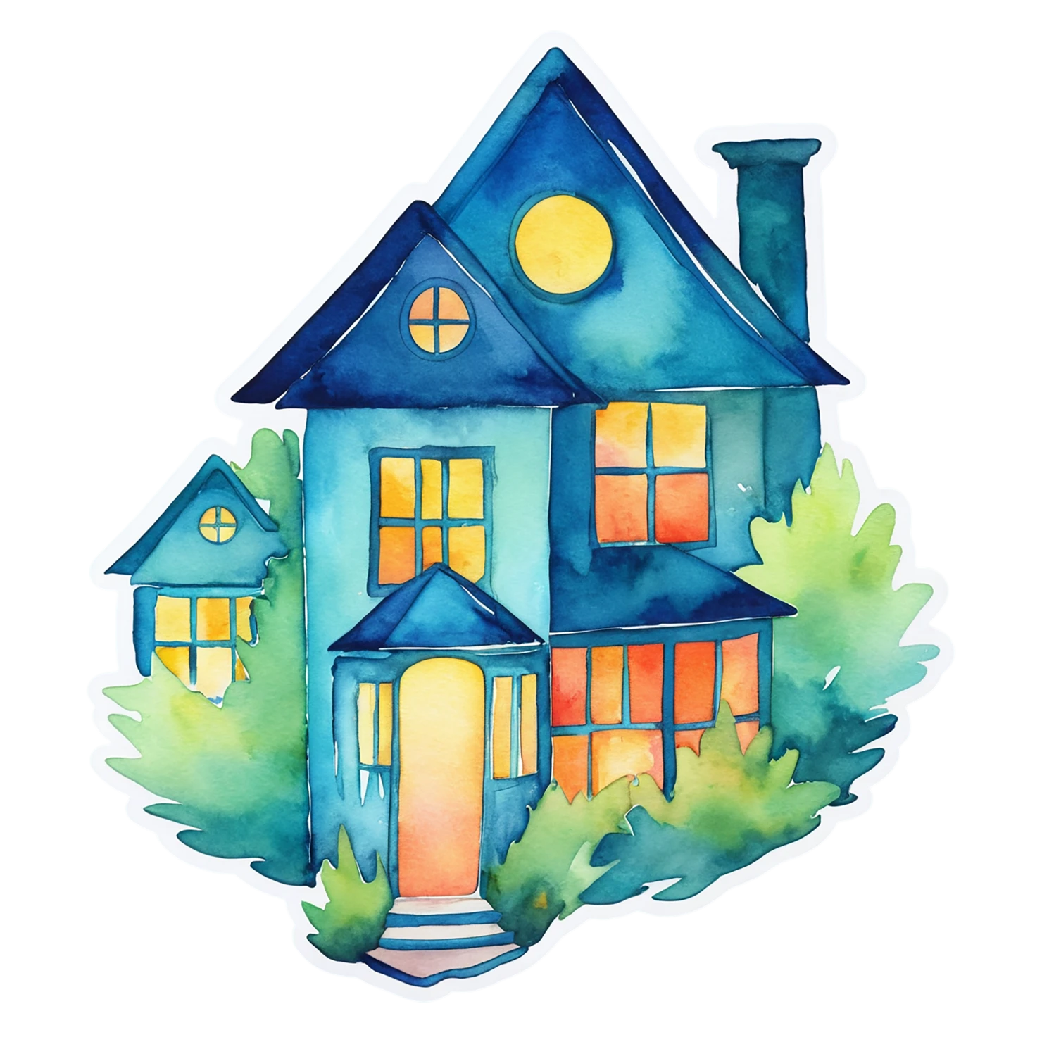 House watercolor sticker isolated on transparent background #19333