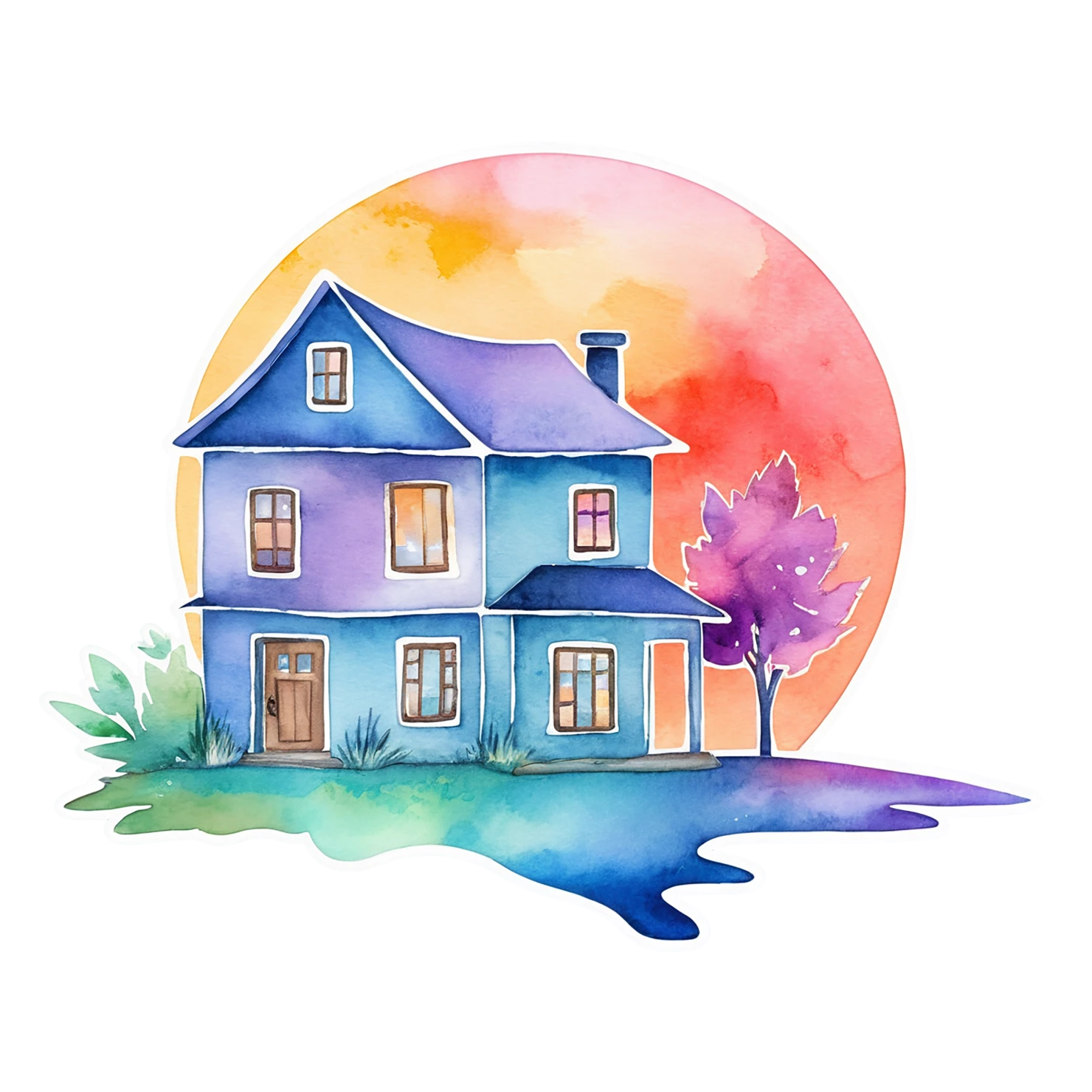 House watercolor sticker isolated on transparent background #19335