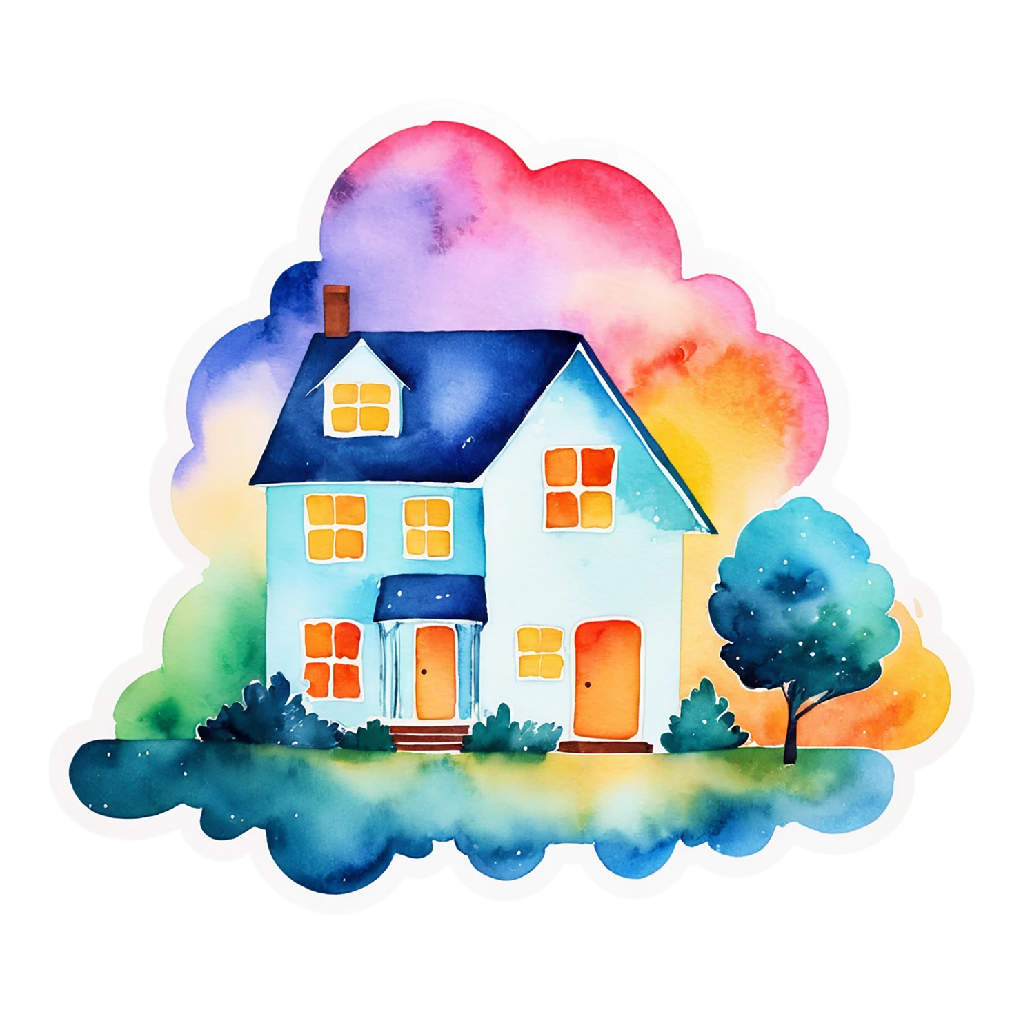 House watercolor sticker isolated on transparent background #19336