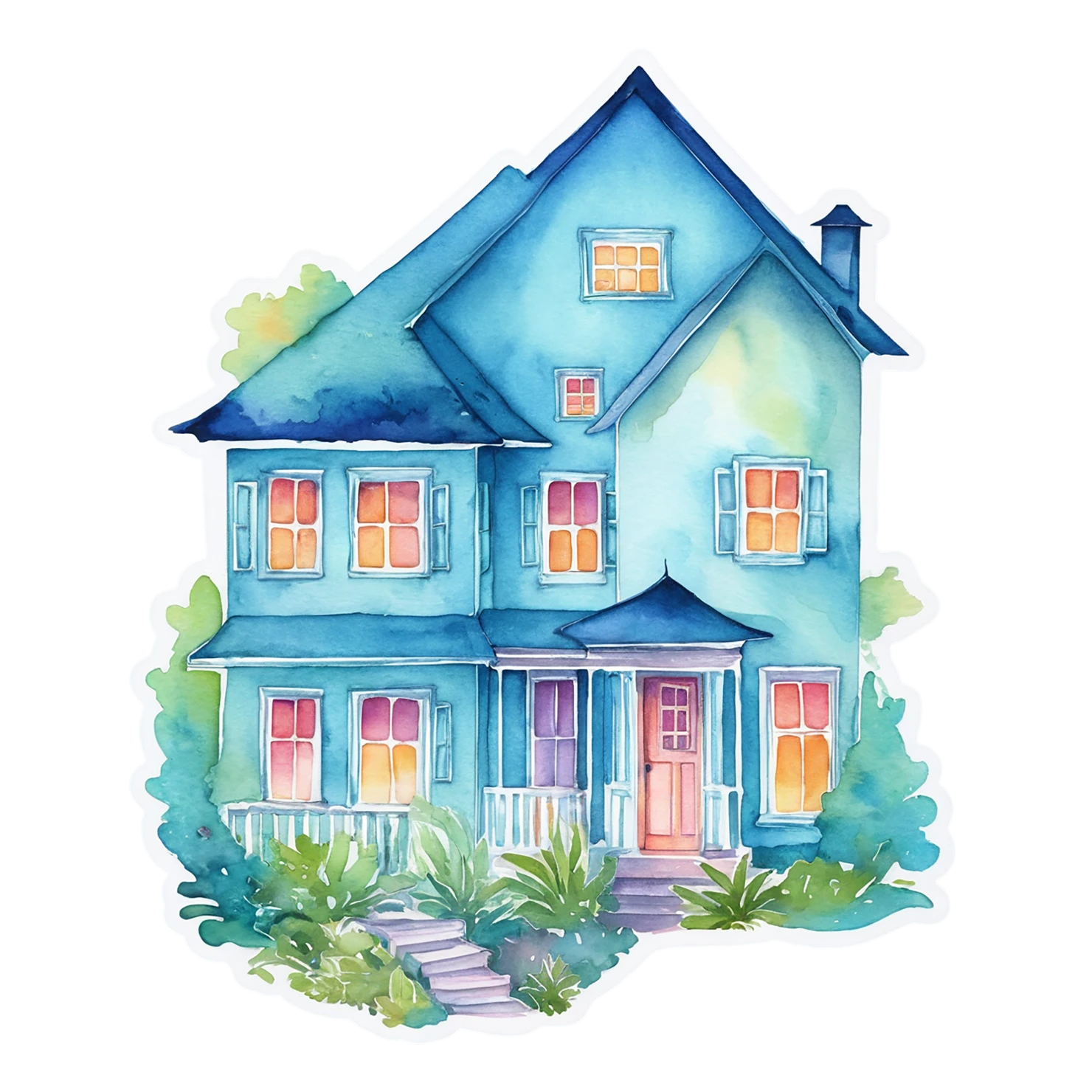 House watercolor sticker isolated on transparent background #19337