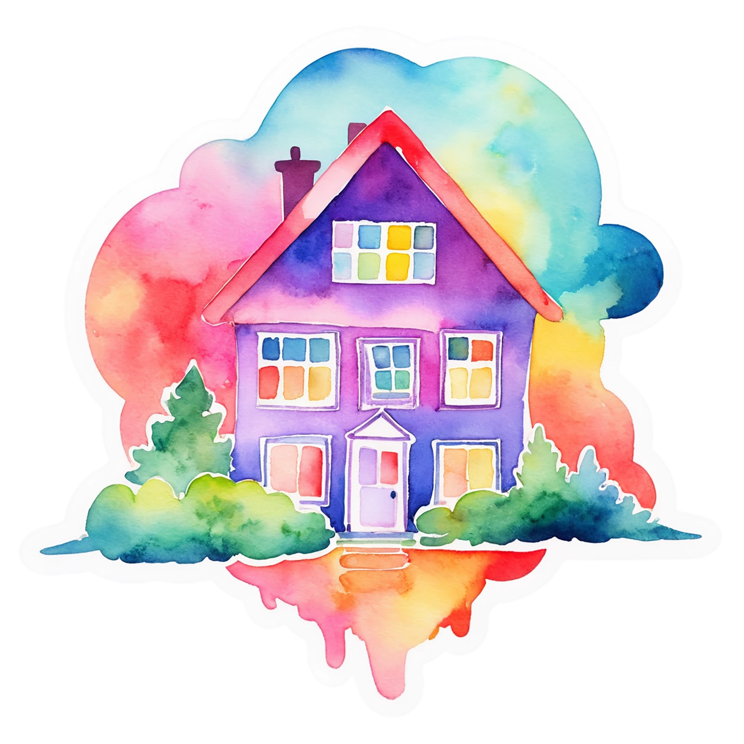 House watercolor sticker isolated on transparent background #19338
