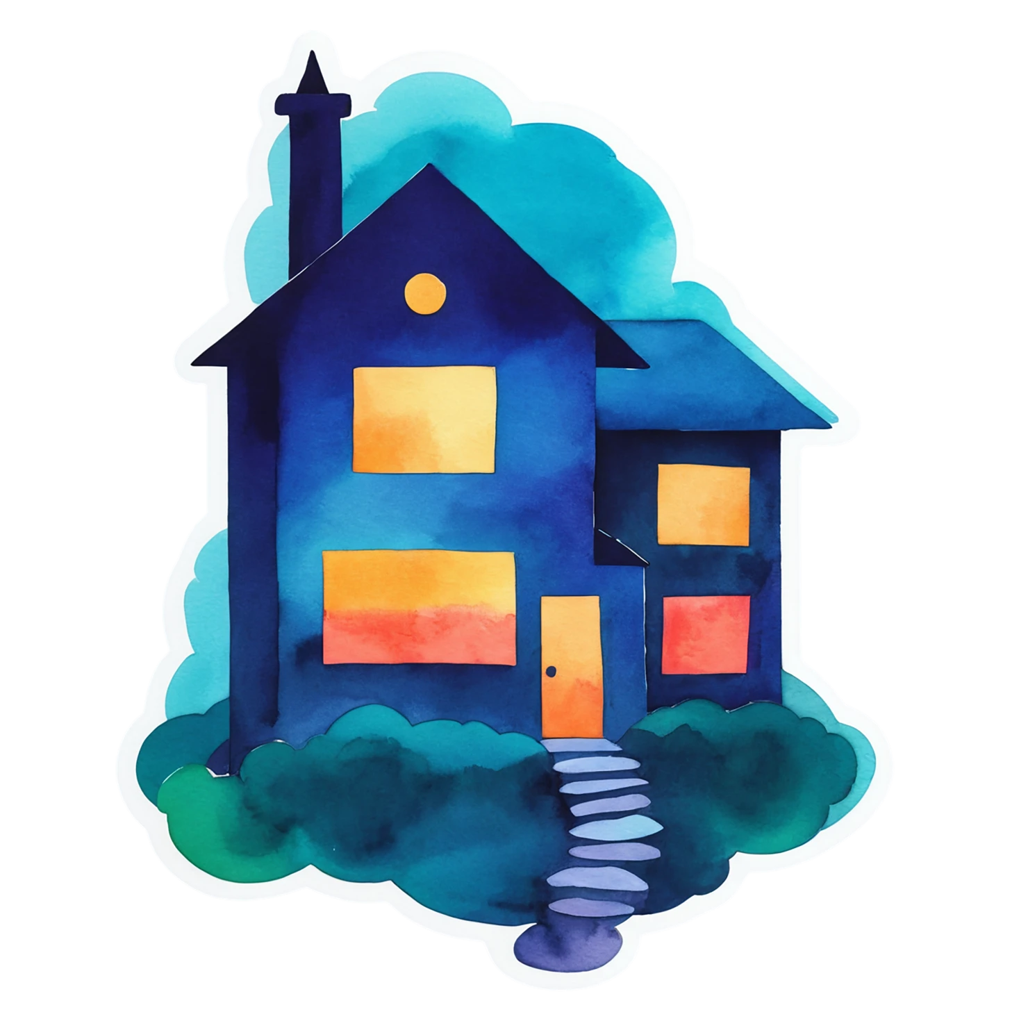 House watercolor sticker isolated on transparent background #19339