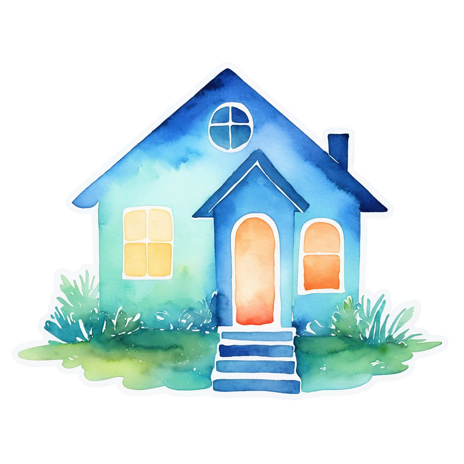 House watercolor sticker isolated on transparent background #19340