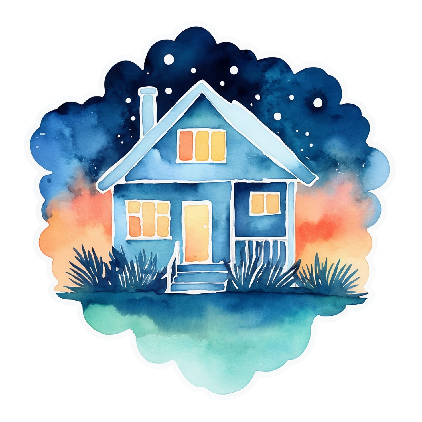 House watercolor sticker isolated on transparent background #19341