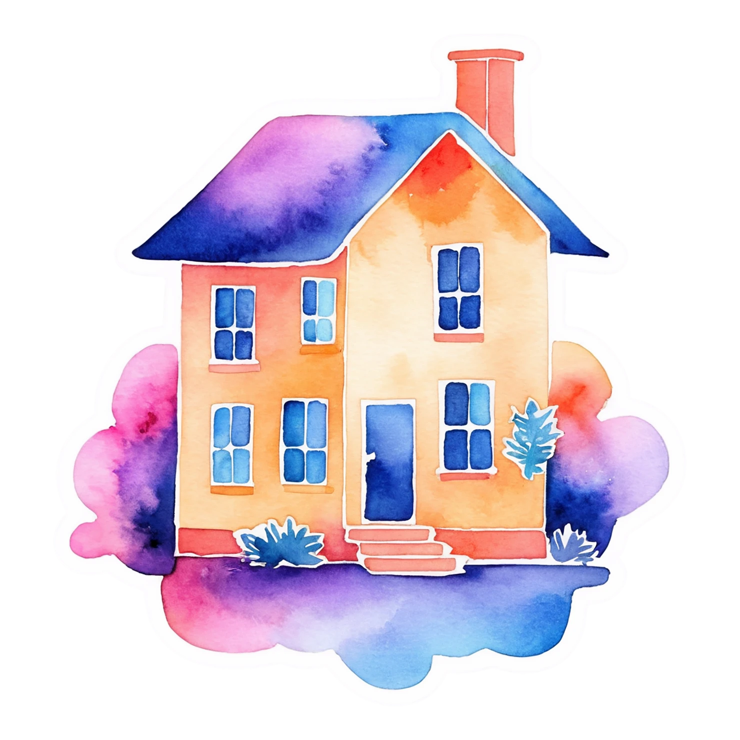 House watercolor sticker isolated on transparent background #19345