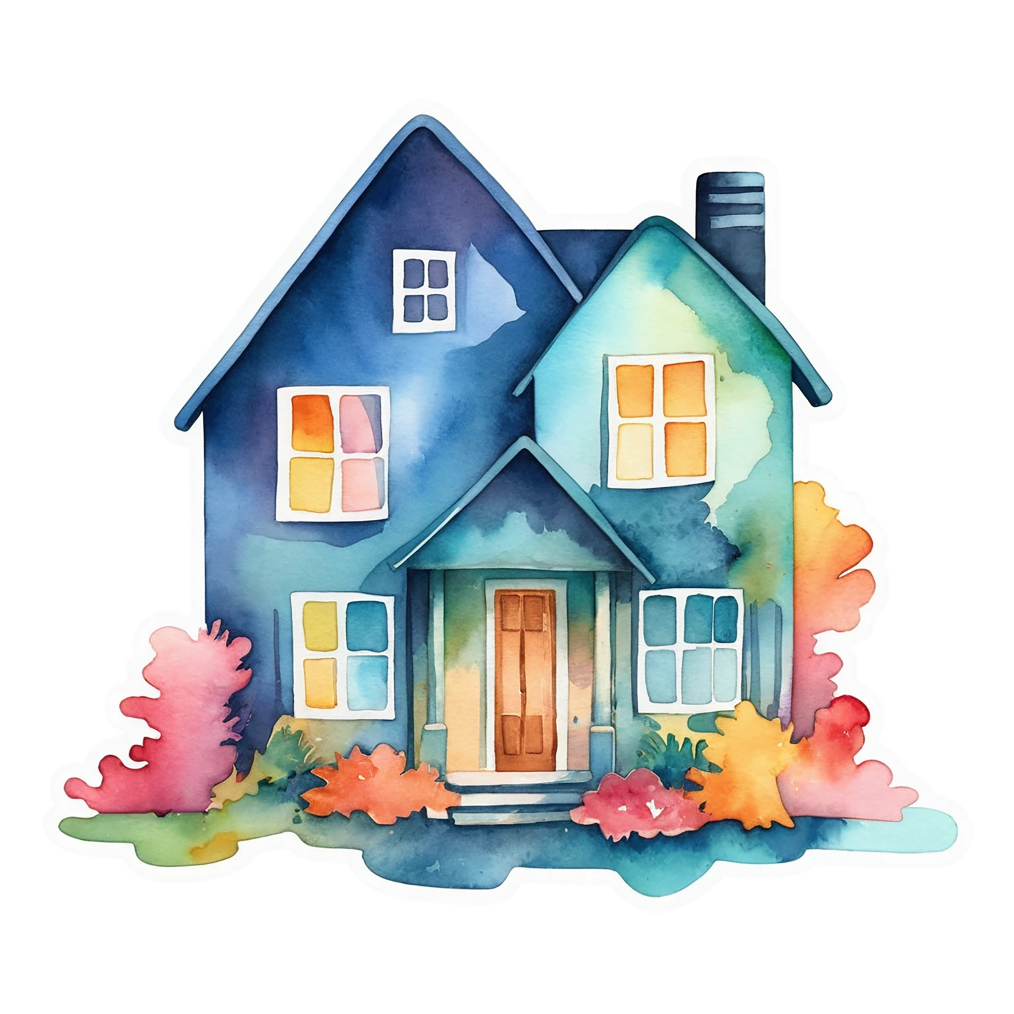 House watercolor sticker isolated on transparent background #19347