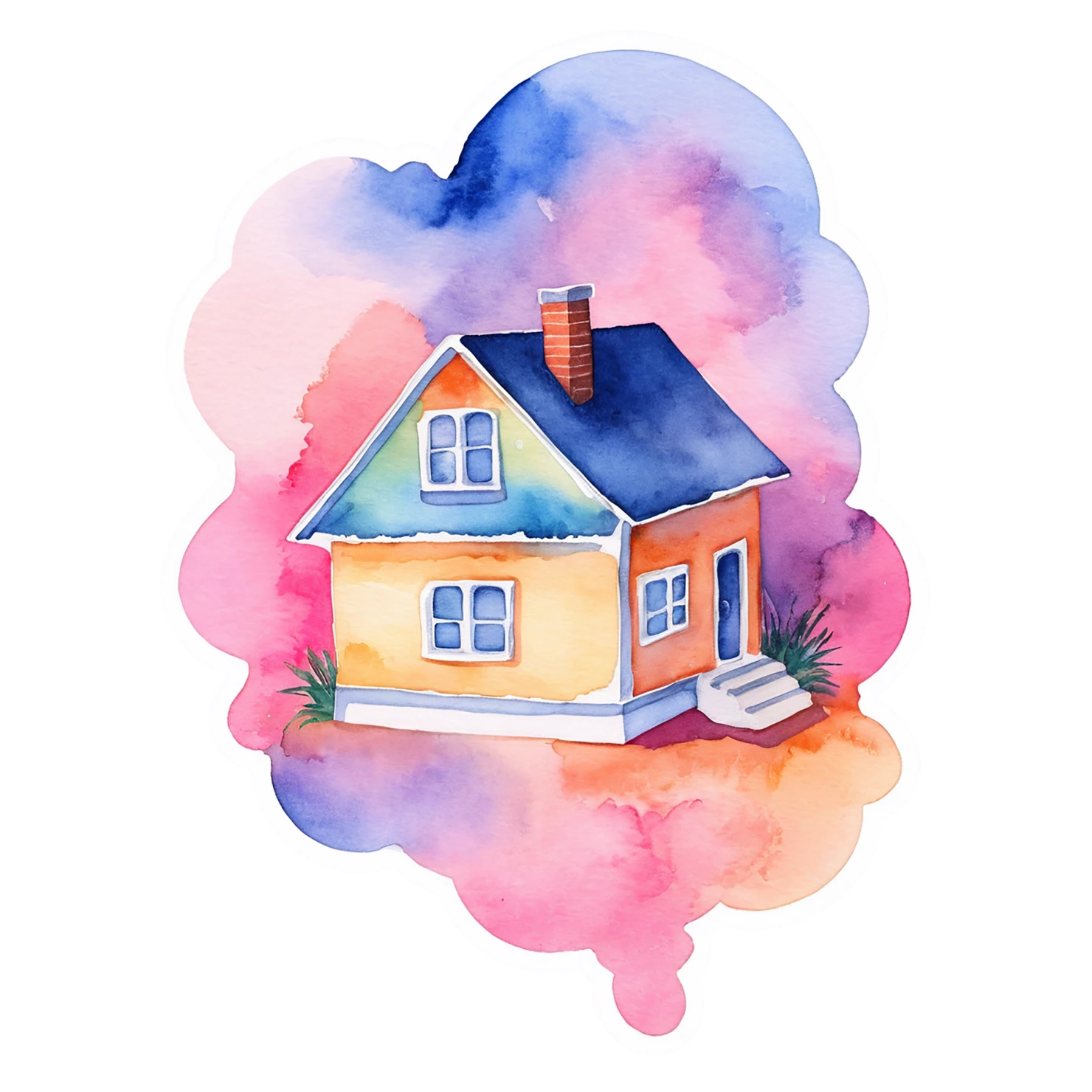 House watercolor sticker isolated on transparent background #19349
