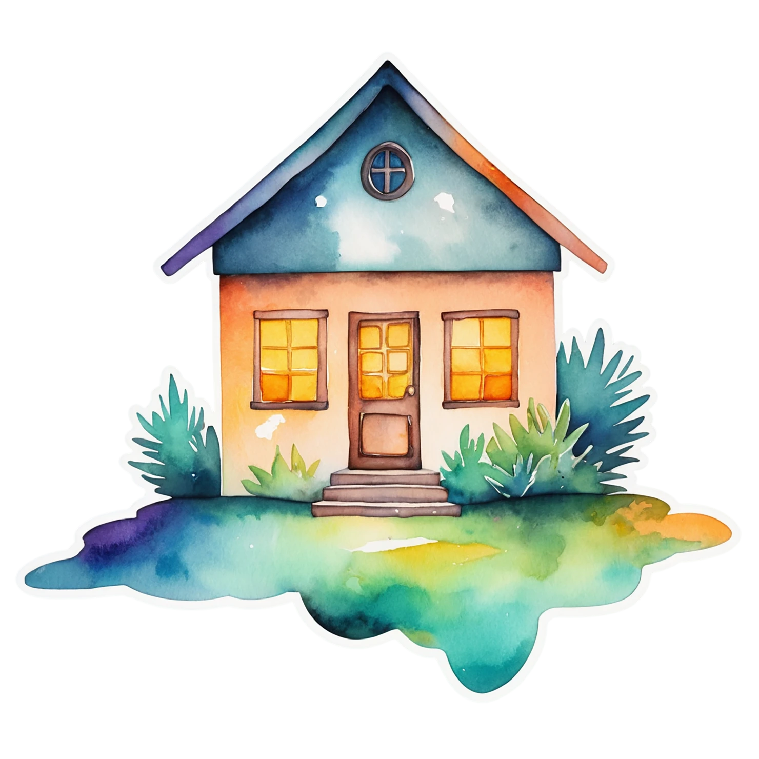 House watercolor sticker isolated on transparent background #19350