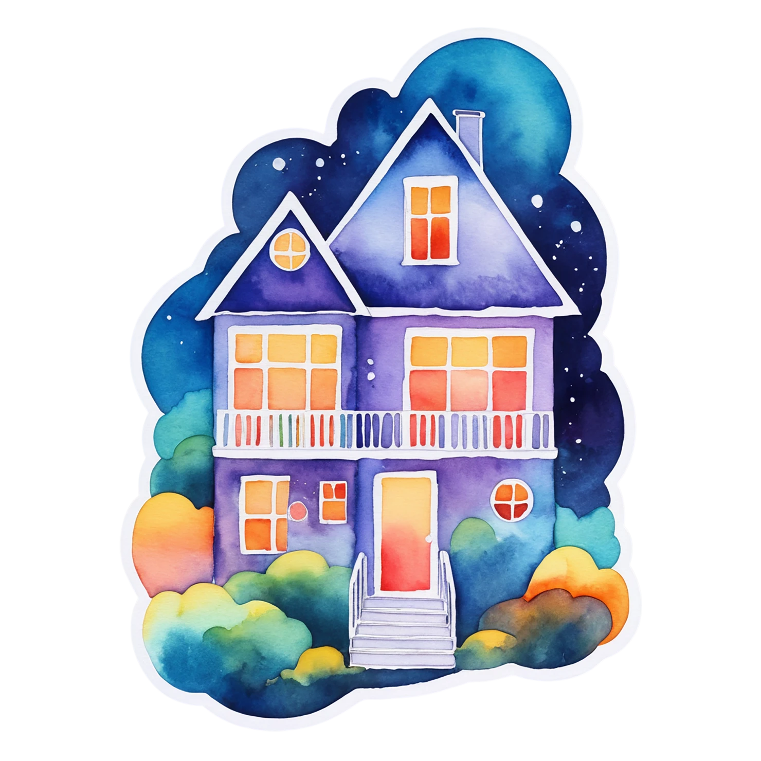 House watercolor sticker isolated on transparent background #19351
