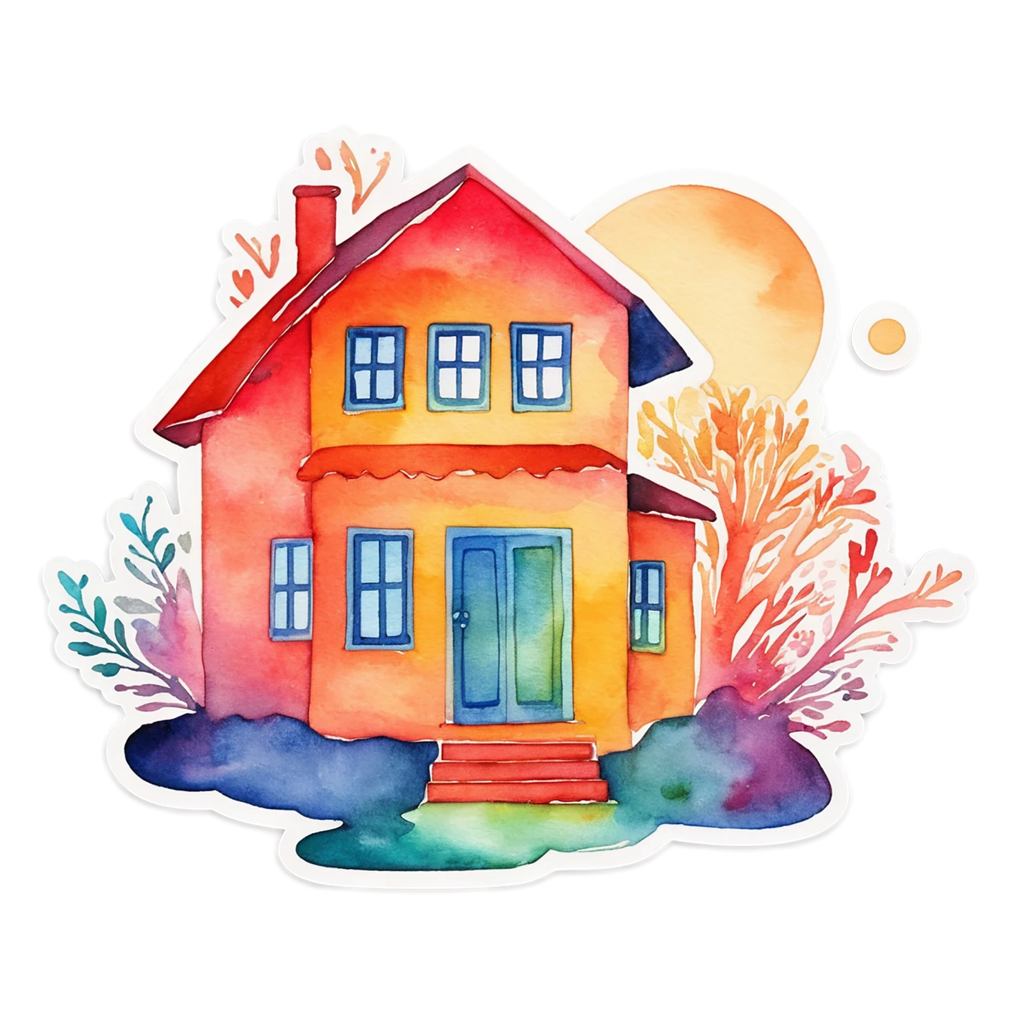 House watercolor sticker isolated on transparent background #19354
