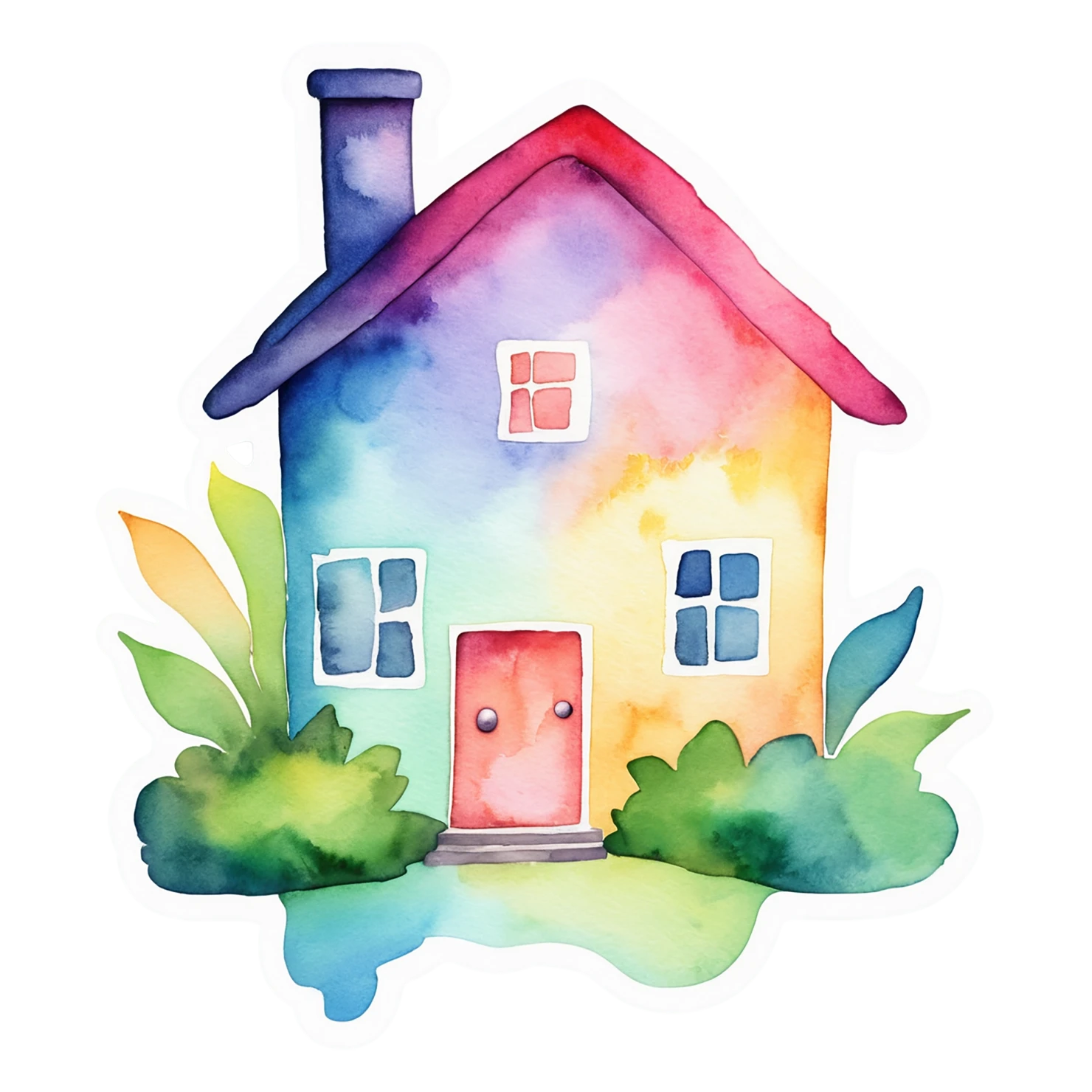 House watercolor sticker isolated on transparent background #19355