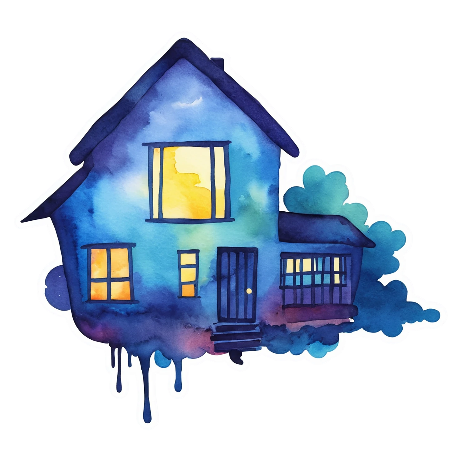 House watercolor sticker isolated on transparent background #19356