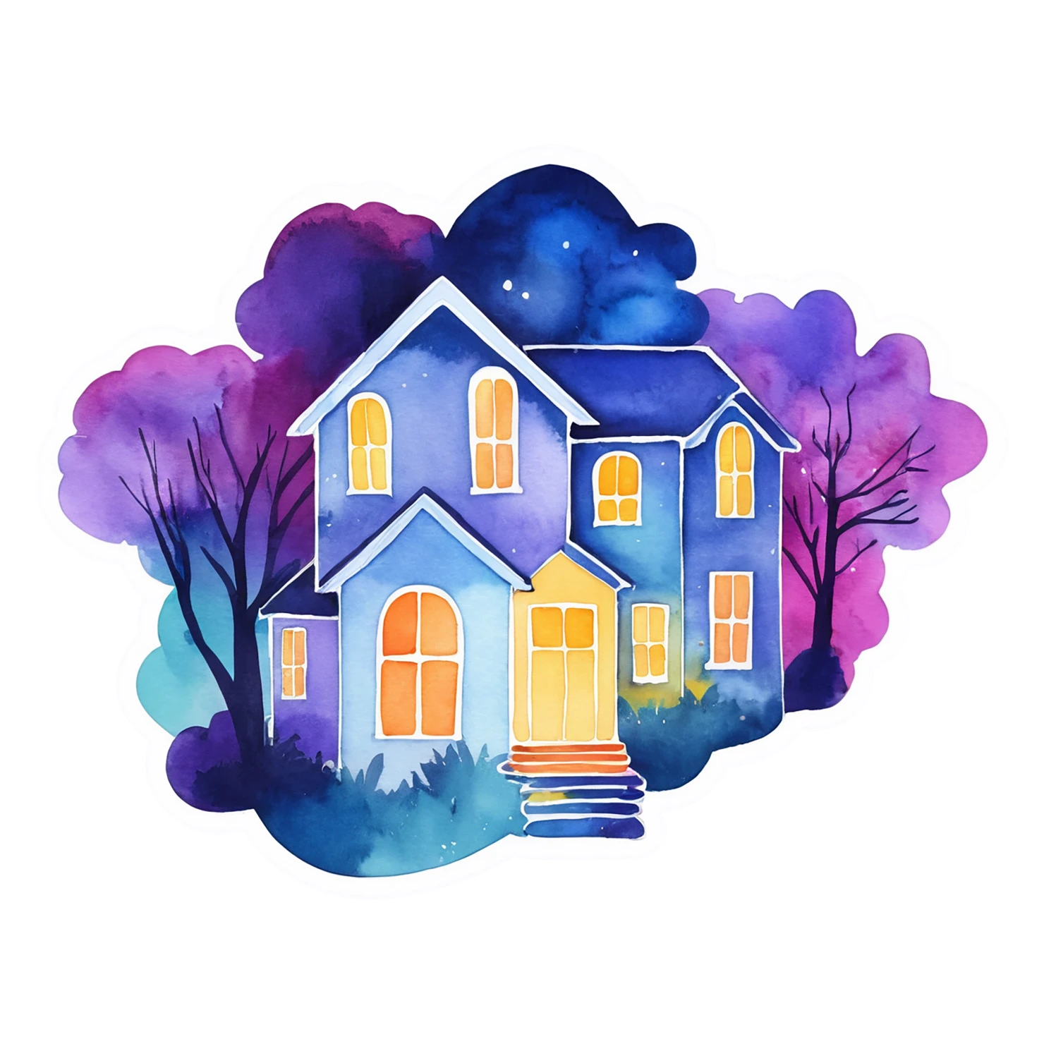 House watercolor sticker isolated on transparent background #19357