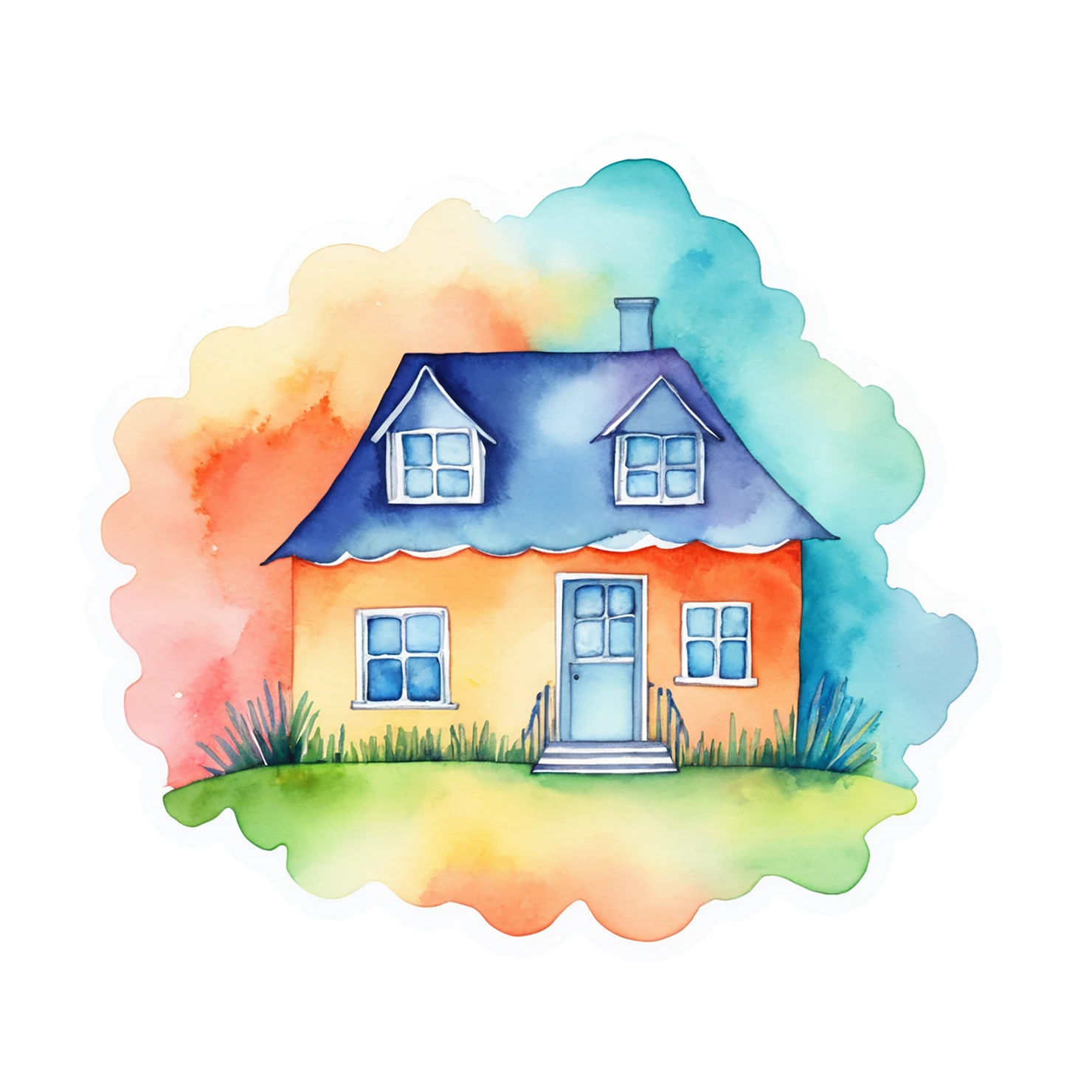 House watercolor sticker isolated on transparent background #19358