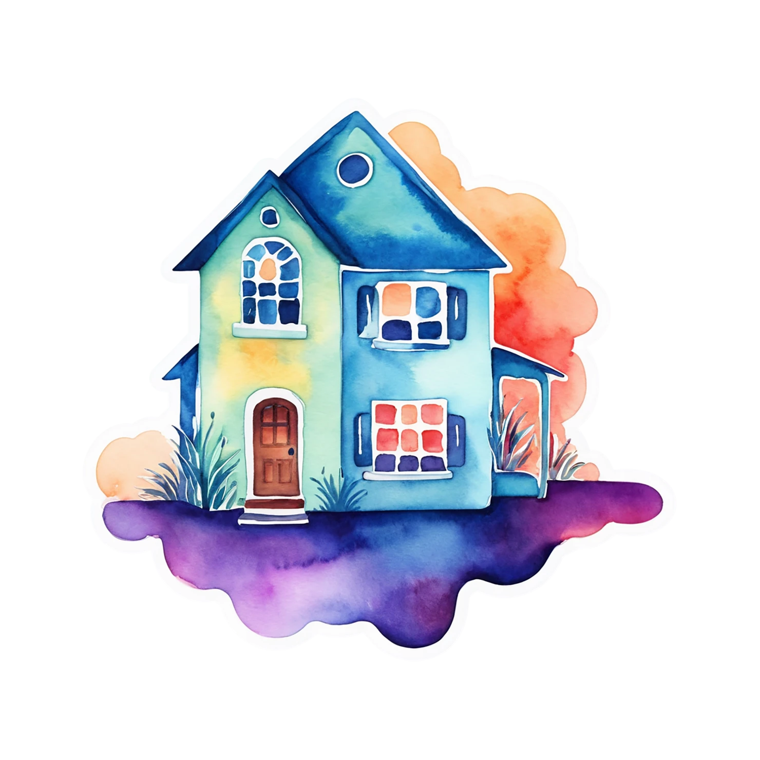 House watercolor sticker isolated on transparent background #19359