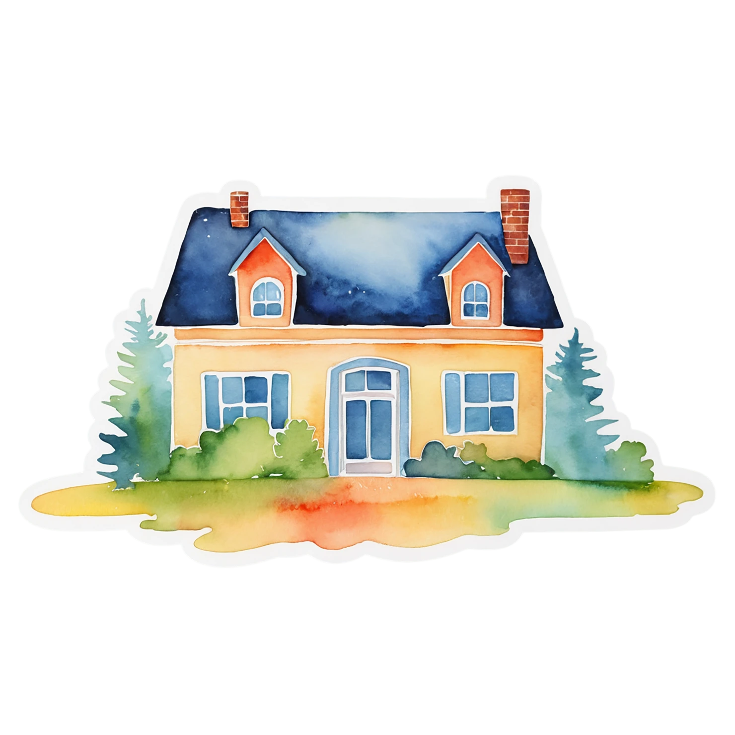 House watercolor sticker isolated on transparent background #19361