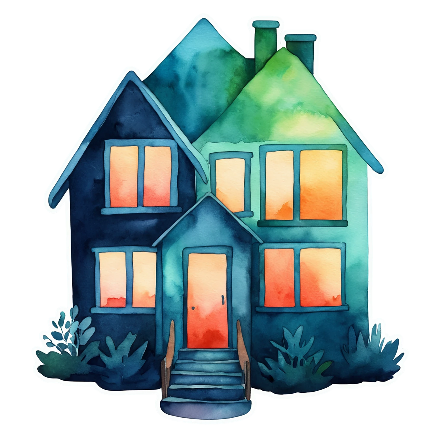 House watercolor sticker isolated on transparent background #19363
