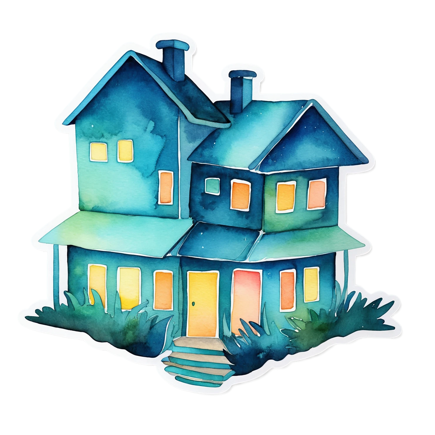 House watercolor sticker isolated on transparent background #19367