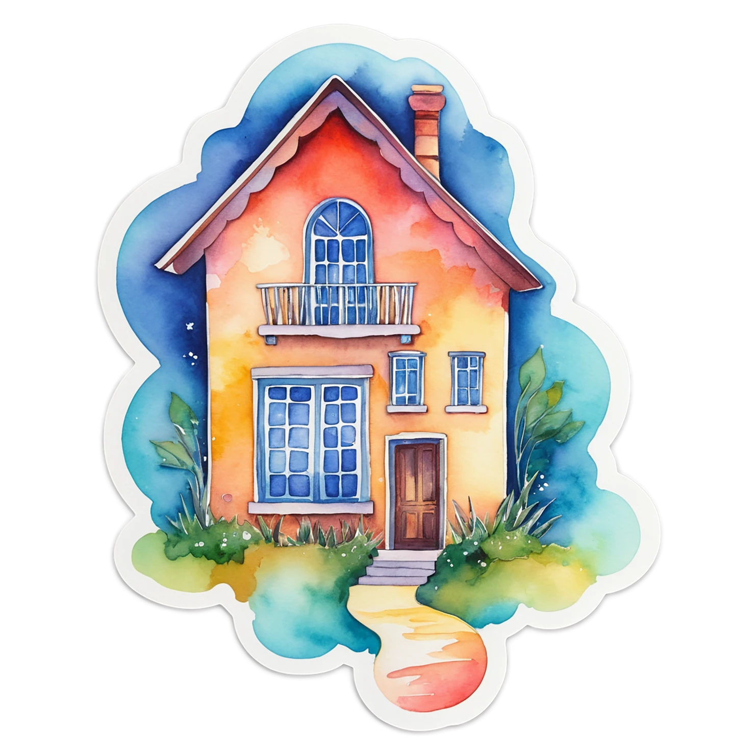 House watercolor sticker isolated on transparent background #19370
