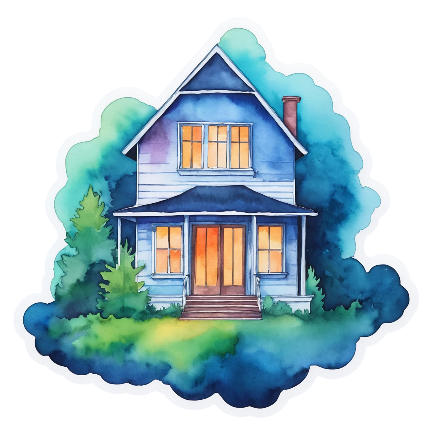 House watercolor sticker isolated on transparent background #19371