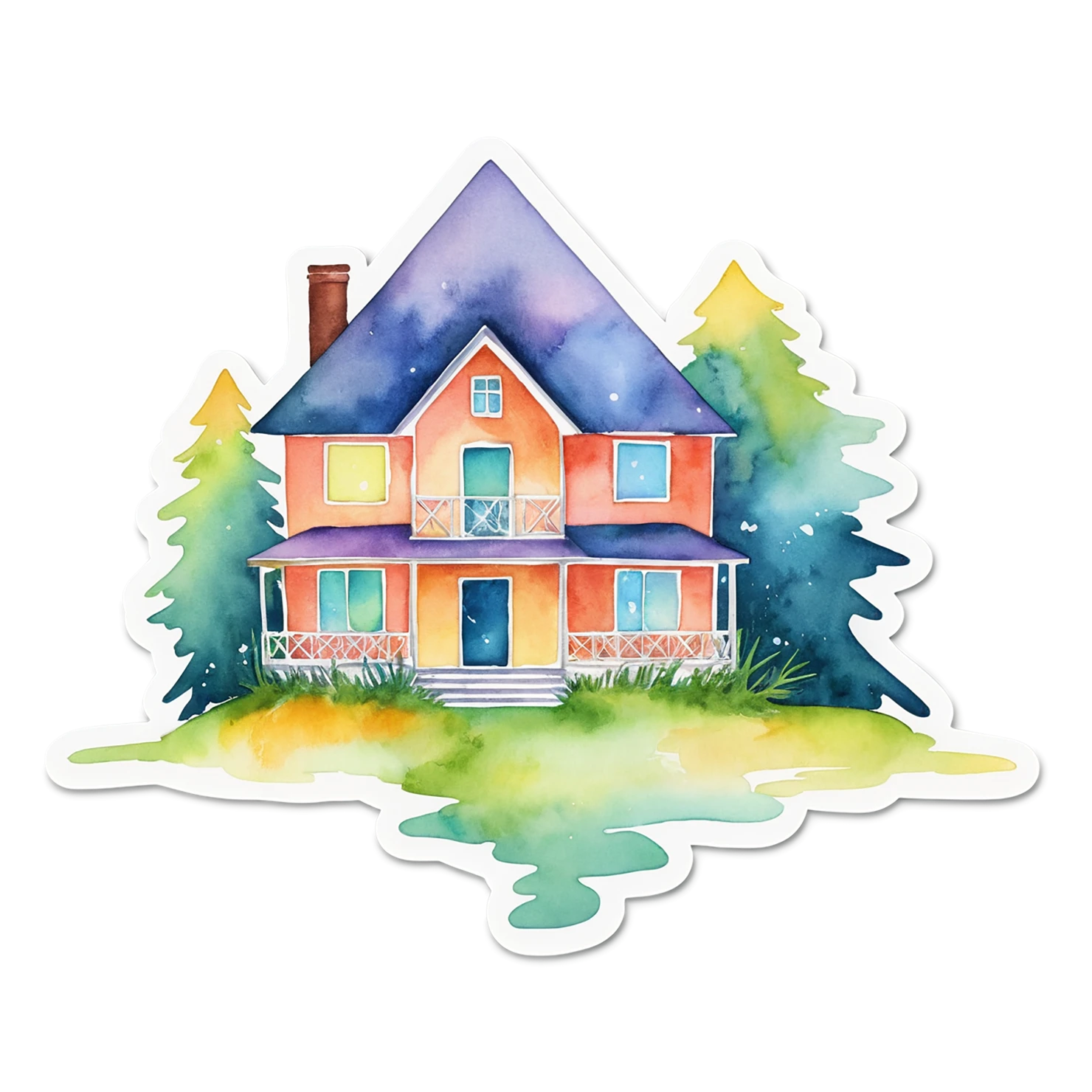 House watercolor sticker isolated on transparent background #19372