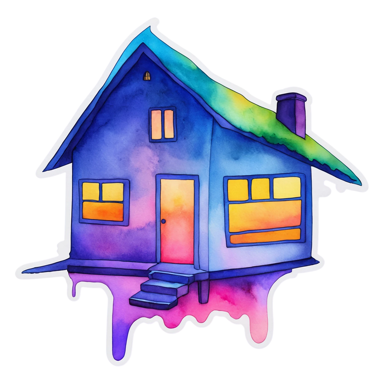 House watercolor sticker isolated on transparent background #19373